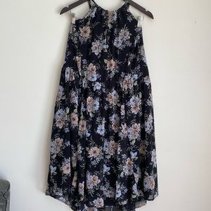 Torrid Flowy Black Floral Dress with tie neckline